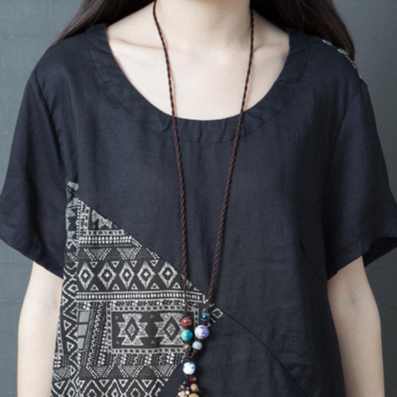 Summer Loose Women's Short Sleeved Round Neck Dress