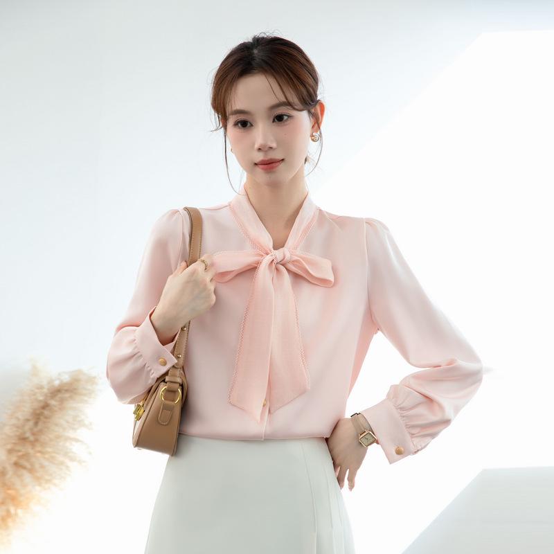 Women's High-End Chiffon Bow Tie White Shirt - 2026 Stylish Professional Luxury Top