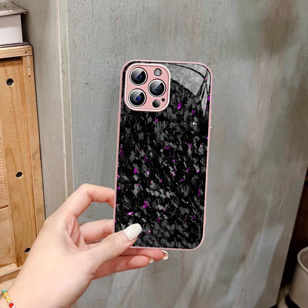 Forged Carbon Fundas Tempered Glass For Iphone 14 13 12 11 Pro Mini XS MAX 14Plus X XS XR Fundas