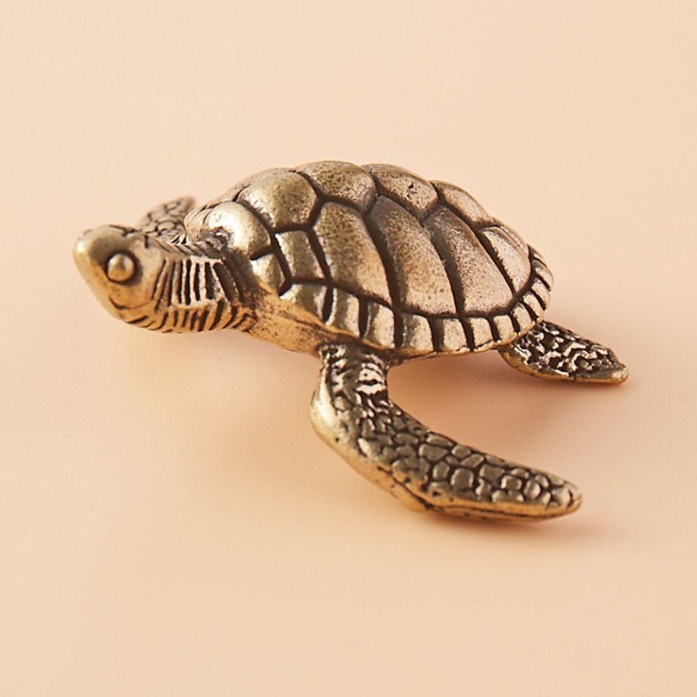 

Antique Tortoise Statue Brass Tea Pet Lucky Animal Miniatures Figurines Living Room Turtle