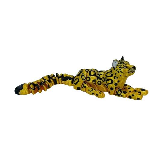 3D Printed Leopard Figurine Movable Joints Leopard Figure Articulated Animal Model Fidget Toy Home Office Bookshelf Decoration Ornament
