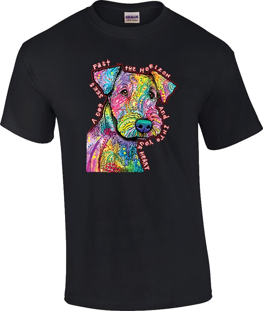 Dean Russo Dog Sees Past The Horizon and Into Your Heart Patchwork Dog T-Shirt M
