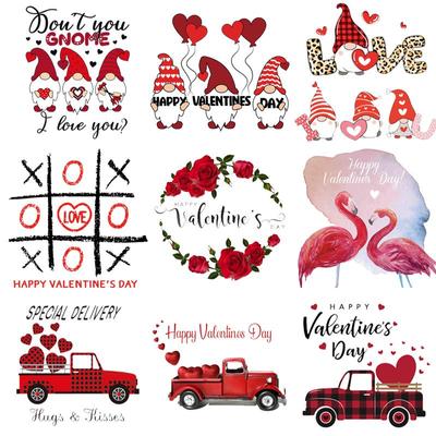 Valentine's Day Rose Flower Hot Transfers A-Level Washable  Fashion Stripes Jeans Patches Flamingo Accessory Sticker