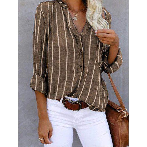 Women Casual Loose Striped Shirts Autumn Vintage Women's Oversized Shirts Fashion Elegant Youth Female Tops Plus Size