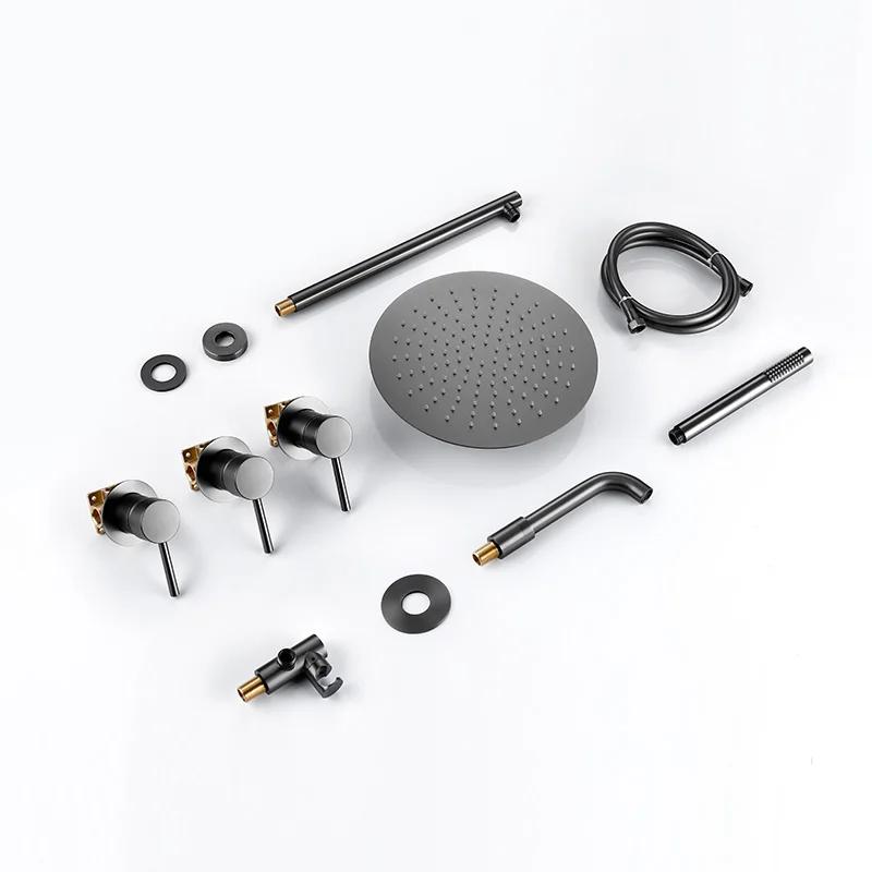 Bathroom Shower Faucet Set Bathroom Mixer Tap Bathtub With Brass Rainfall Headshower Handshower Hot Cold Spout 3 Way Diverter