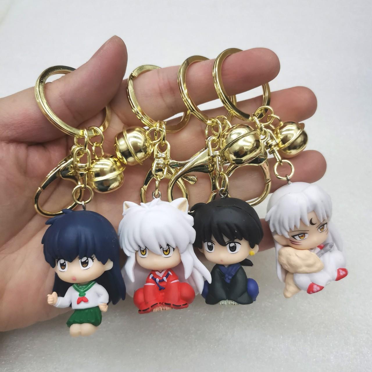 

4pcs/SetCartoon Anime Key Ring Inuyasha Keychain Figure Miroku Sesshoumaru Action Figures for Men Women Bag Pendant