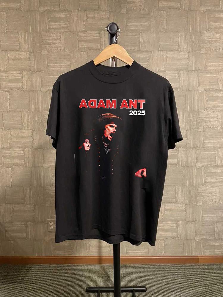 Адам Ант Тур 2025 Черная Хлопковая Футболка Все Размеры S-5XL DS478 Унисекс XXXXL