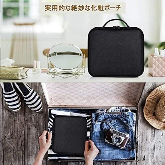 Make Box Professional Use Cosmetic Makeup Pouch Functional Large Capacity Portable Cosmetics Tools Storage Brush Bag Travel Business (black)