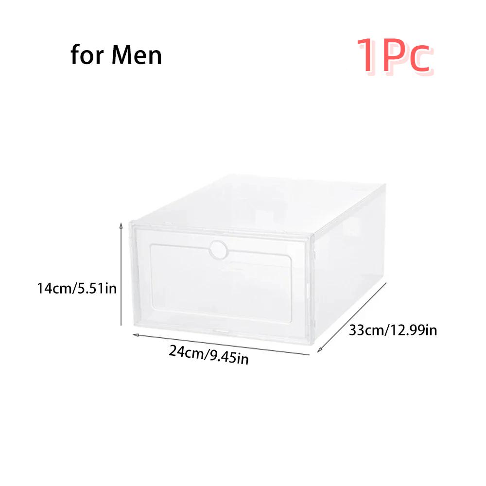 6pcs Transparent Thickened Shoes Box Dust-proof Moisture-proof Home Shoe Storage Case Fold Shoes Case Stackable Shoe Organizer