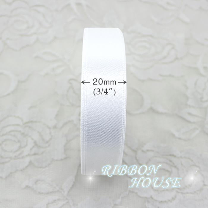 (25 yards/roll) 3/4" (20mm) White Single Face Satin Ribbon Webbing Decoration Gift Christmas Ribbons