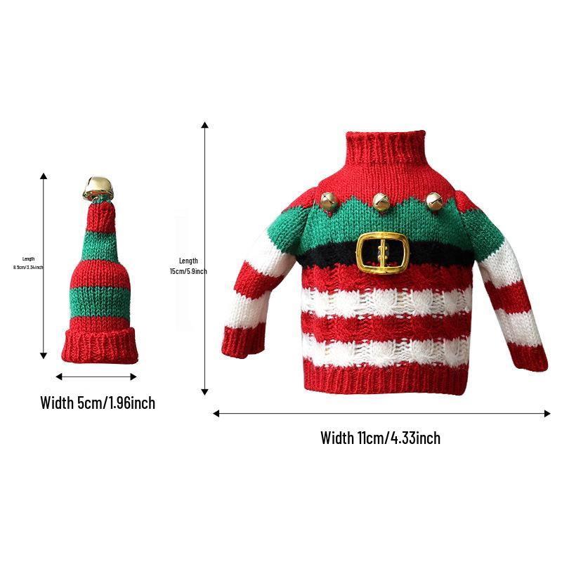 Qiaoding Gestrickte Weihnachten Gesichtslos Puppe Weinflaschenhut & Hülle