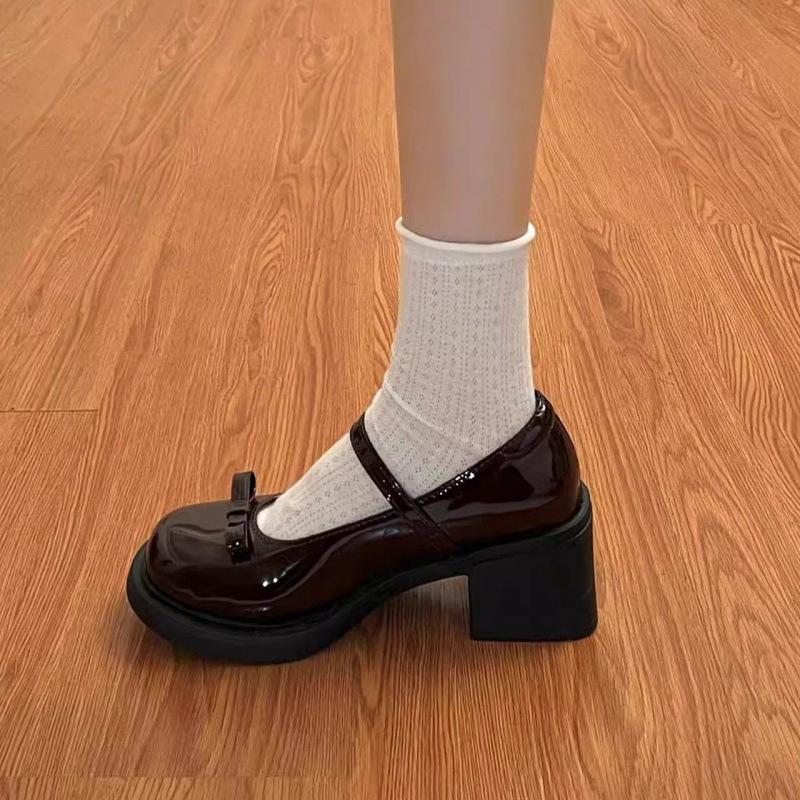 

Коричневые jk туфли в британском стиле маленькие кожаные туфли французский ретро японские туфли Мэри Джейн женские туфли Лолита нишевые с бантом женские туфли 40