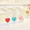 Women Simple Heart Shape Enamel Drop Oil Clavicle Necklace Jewelry