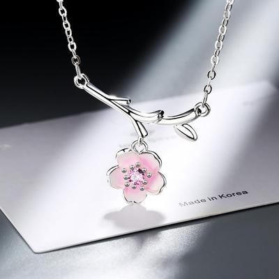 Collana girocollo rosa ciliegio di nicchia - Catena per clavicola alla moda in stile coreano per donna
