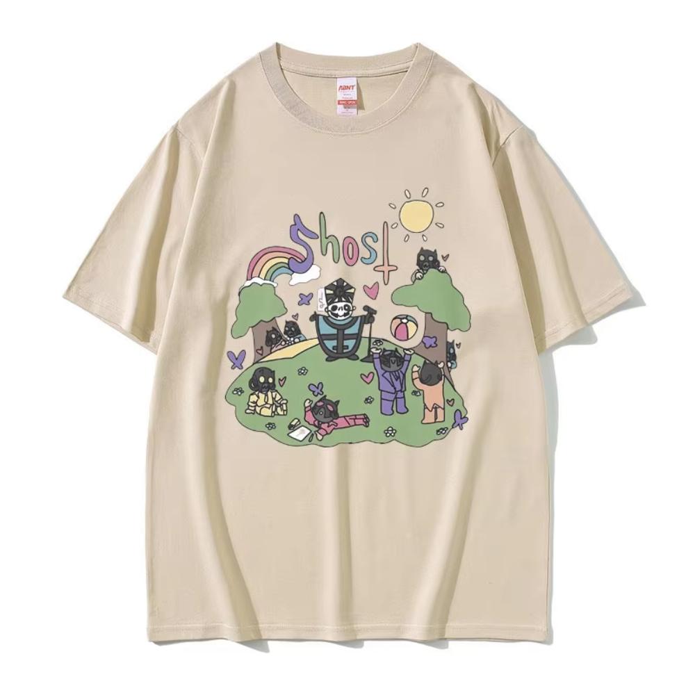 Cartoon Style Rock Ghost Band Graphic T-shirt Summer Mael Fashion Oversized T Shirts Men's Women Gothic Vintage Metal Rock Tees