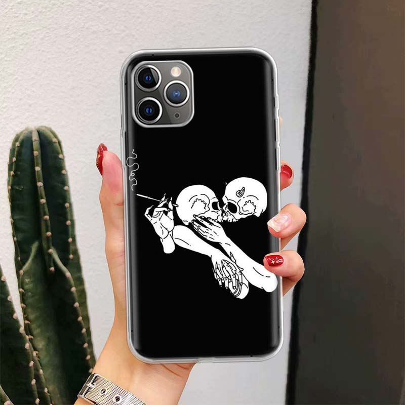 Spooky Skull Funny Dance Skeleton For iPhone 17 Air 16 15 14 Plus 13 Mini 12 11 Pro Max Phone Case 16E 7 Print 8 SE Fundas Cover