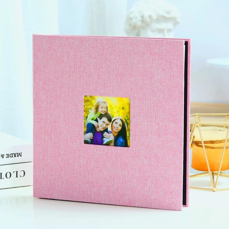 

High Quality Linen Side Self-adhesive Film Family Album DIY Pasting Manual Stamp Exquisite Gift for Children розовый