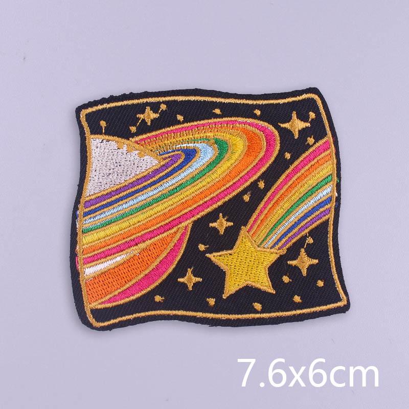 Planet Space Applique Iron On Patches For Clothing Stickers Cartoon Starts Embroidered Patches On Clothes DIY Sew/Fusible Badges