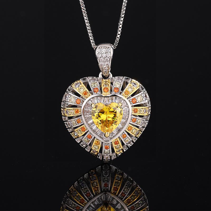 New Huamei Fashion Red Corundum Powder Zirconia Golden Set Light Luxury Jewelry Women's Necklace Ring