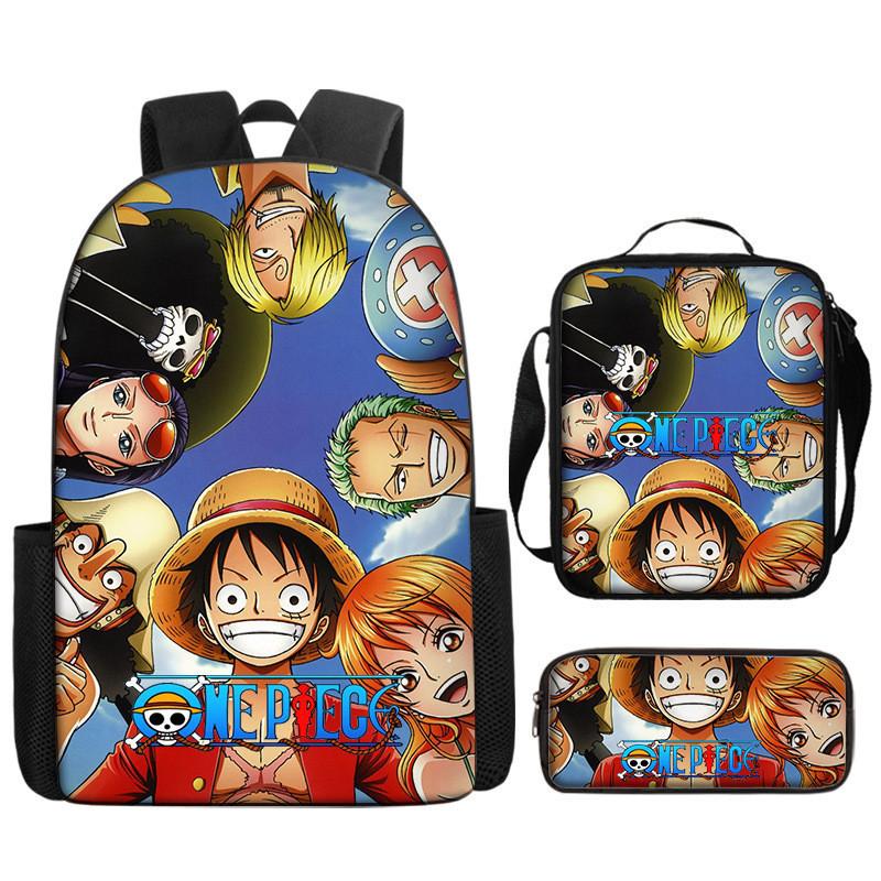One Piece Piece Anime School Backpack With Air Cushion Straps And Durable Material For Children