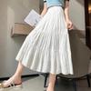 White pleated skirt women's summer new high-waisted boiling water long skirt a-word skirt ballet style cake skirt