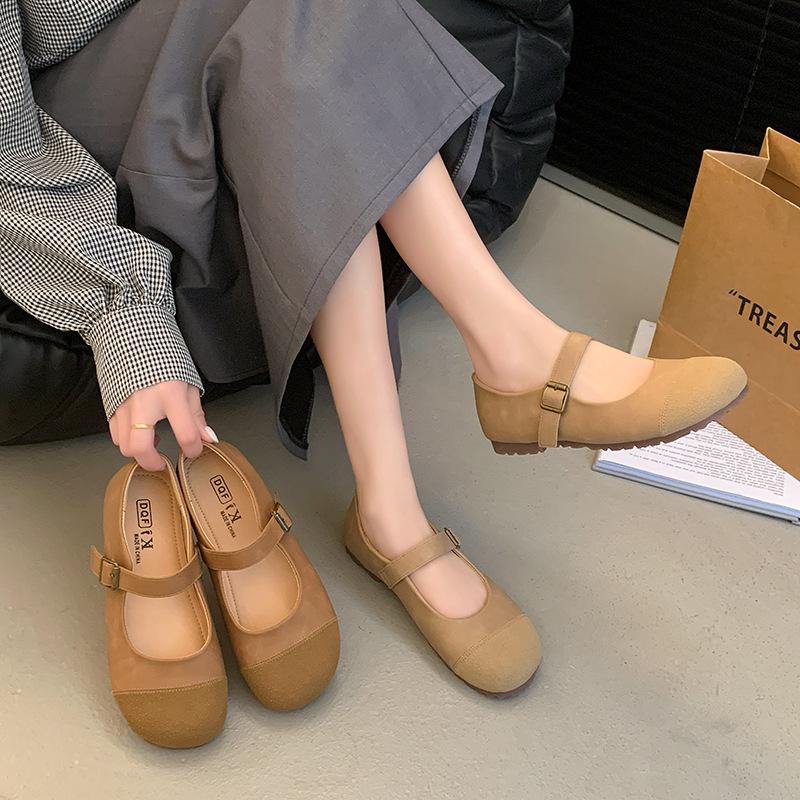 Retro Mary Jane shoes women's shoes spring and autumn 2025 new soft-soled soft-faced round head Japanese shallow mouth flat-soled single shoes