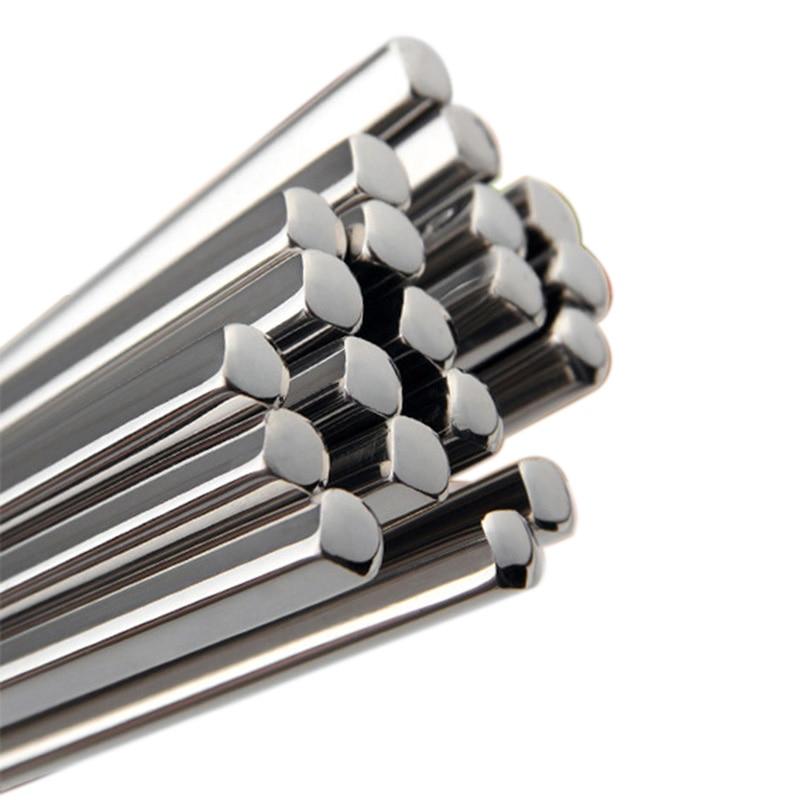 JANKNG 5 Pair Quality Skid-resistant 304 Stainless Steel Chopsticks Square Alloy Metal Chop Stick Eco-friendly Dinnerware Set