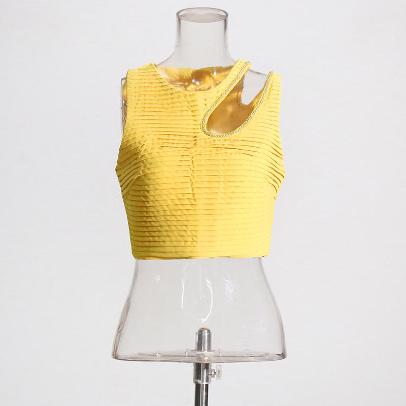 2025 Spring Socialite Suit: Pleated Hollow Top & Irregular Skirt