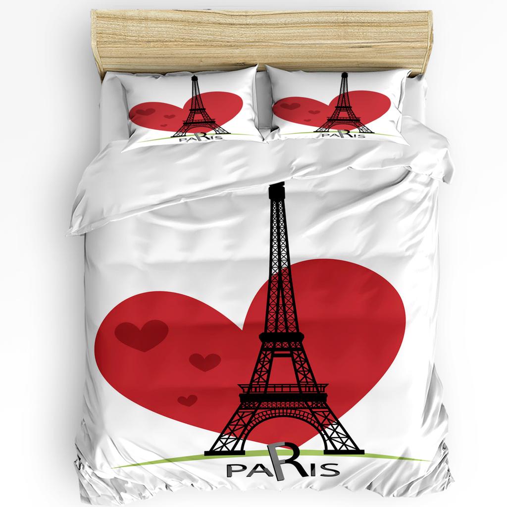 Love Paris Tower Bedding Set 3pcs Boys Girls Duvet Cover Pillowcase Kids Adult Quilt Cover Double Bed Set Home Textile