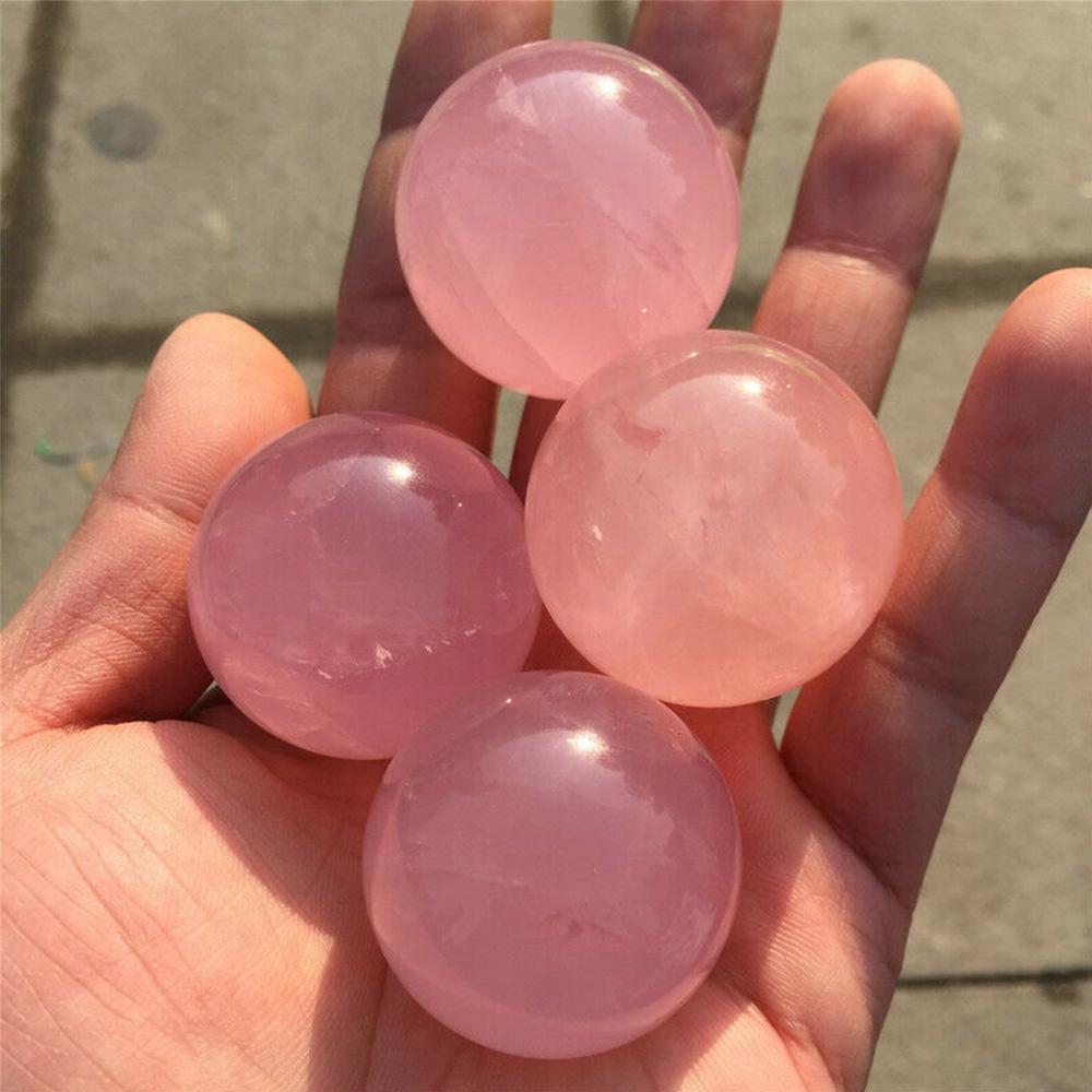 1pc Natural Pink Rose Quartz Magic Crystal Ball Sphere Reiki Healing Gemstone 40-45mm