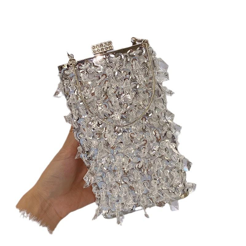 Elegante Retro Pailletten Perlen Box Tasche - Vielseitige Abend Hand- & Umhängetasche für Frauen