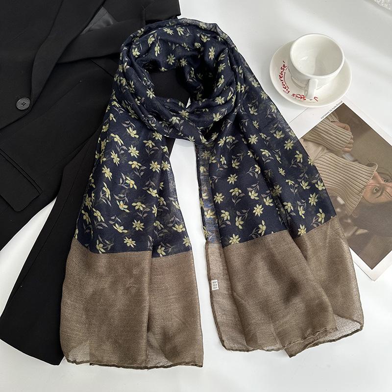 Thin scarf retro trend new Bali yarn scarf long silk scarf women's high sense personalized leopard print shawl