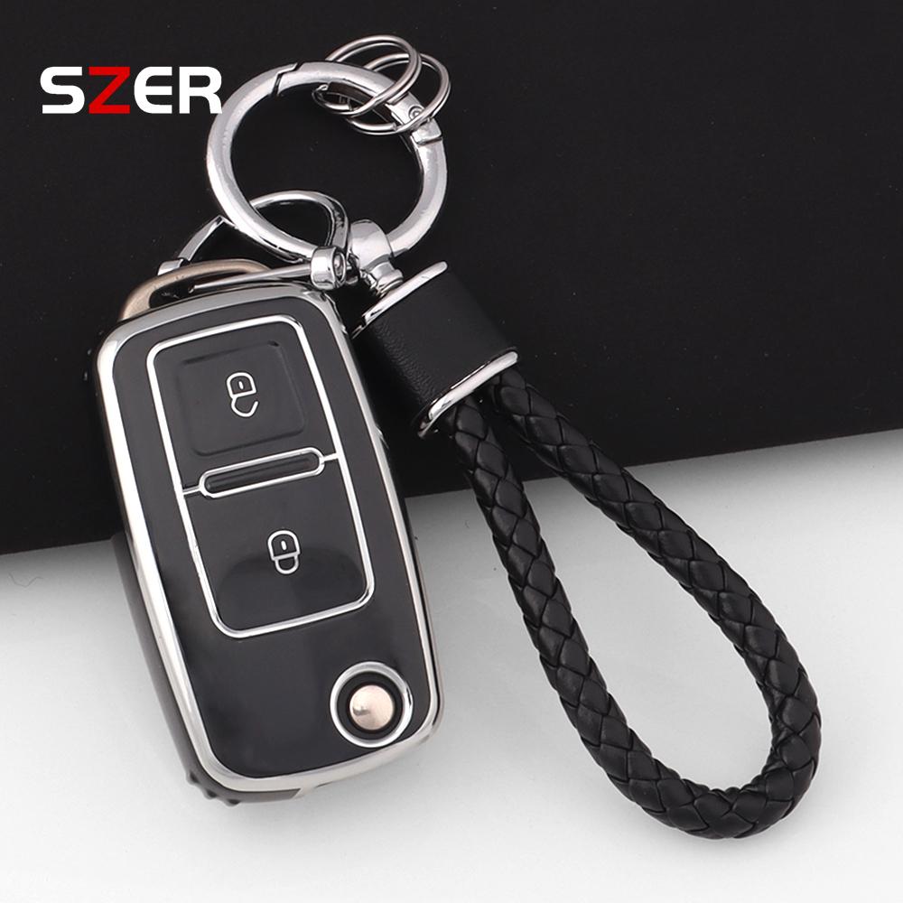 For 2 Button Vw Volkswagen Golf 4 5 6 Mk4 Amarok Polo Bora Jetta Altea Alhambra Passat Beetle Caddy Tiguan Tpu Car Key Case Fob