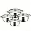 Stainless Steel Cookware Set 10-Piece Gold Handle Soup Pot Kit With Lids Modern Kitchenware Gas Electric Induction