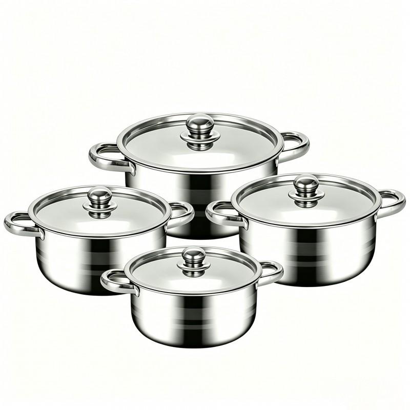 Stainless Steel Cookware Set 10-Piece Gold Handle Soup Pot Kit With Lids Modern Kitchenware Gas Electric Induction