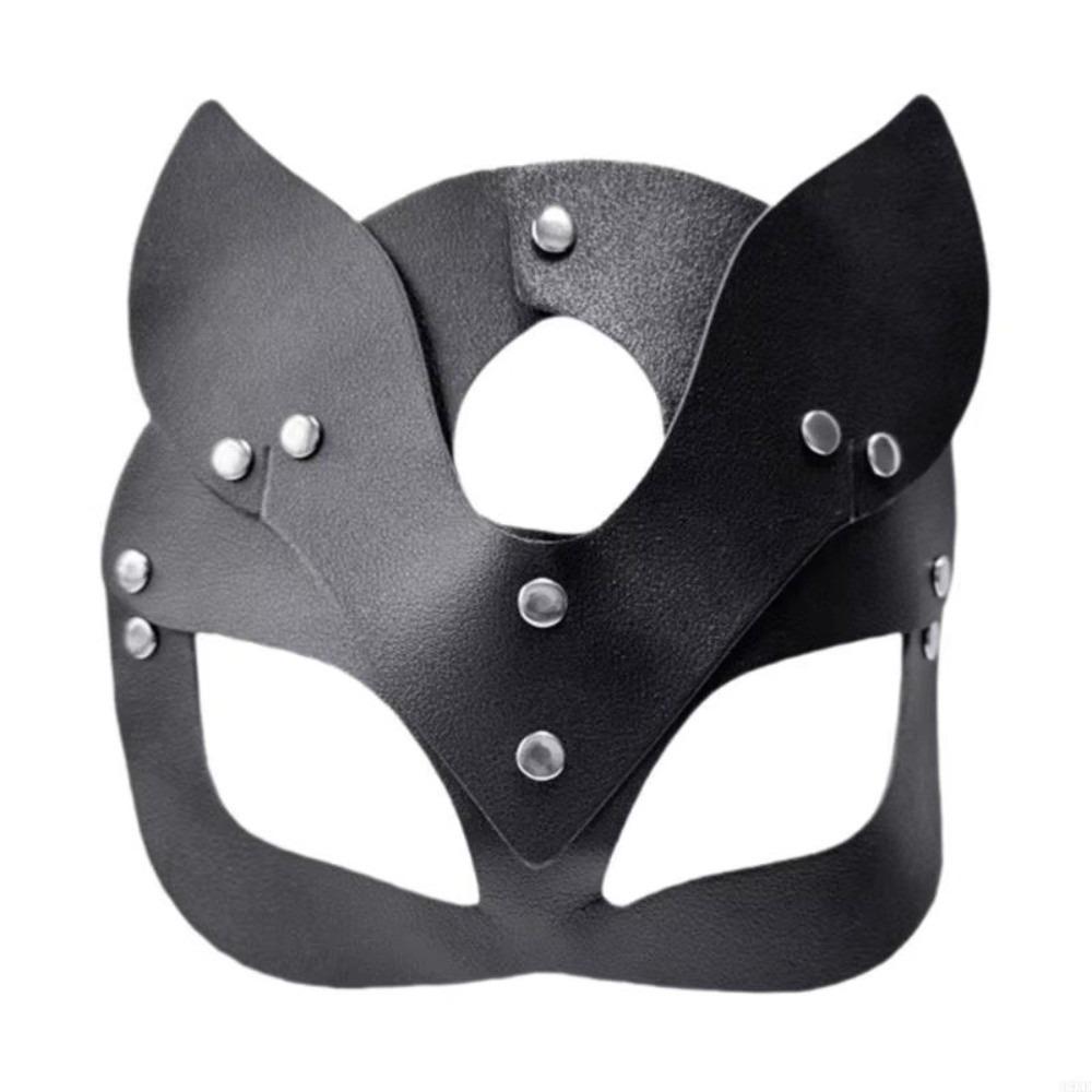 Zinc Zinc Alloy Halloween Mask Solid Color Half Face Mask Cool PU Leather Mask Women