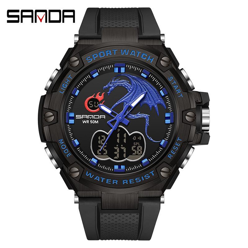 Sanda Men s Multifunctional Luminous Waterproof Sports Wristwatch