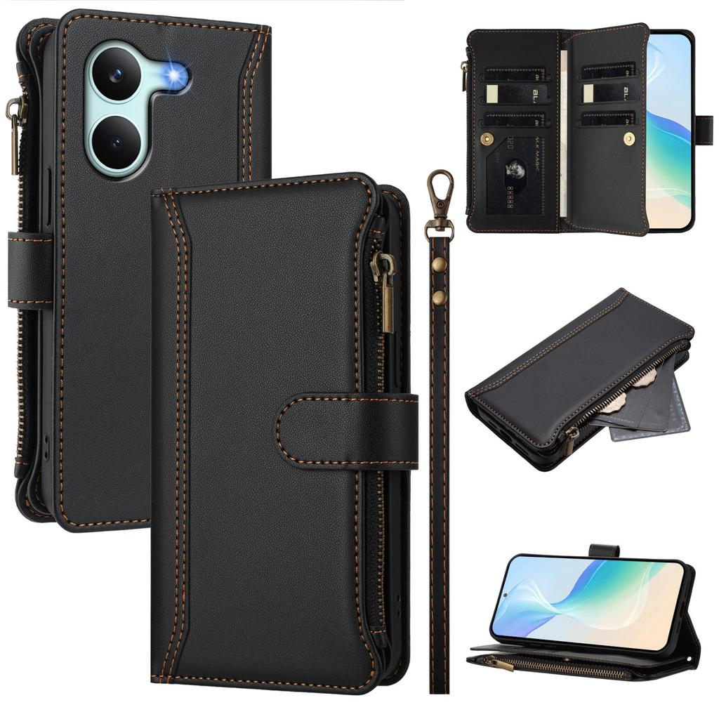 Per Poco X8 Pro Max Custodia Portafoglio di Lusso con Cerniera Per Xiaomi Poco X8 X7 X6 X5 X4 X3 Pro GT NFC X6 Neo Custodia per Telefono con Slot per Carte in Pelle