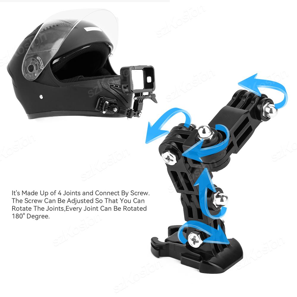 Motorcycle Helmet Chin Mount Kit for GoPro Hero 8 9 10 11 12 13 DJI OSMO Action 3 4 5 Camera with Adhesive Pads and J Hook Mount