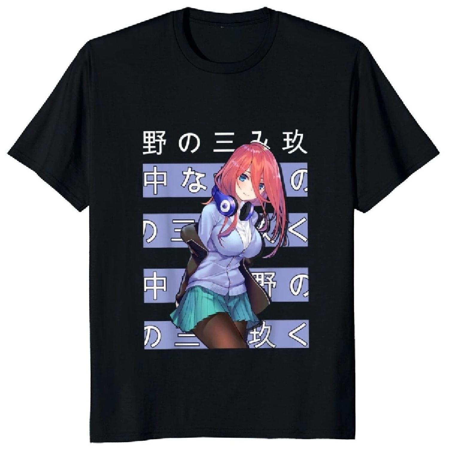

Funny Anime Character Manga Fans Camiseta 100% Cotton Summer Casual Oversized Unisex EU Size T Shirts Miku Nakano T-shirt tops XXXXXL чорний