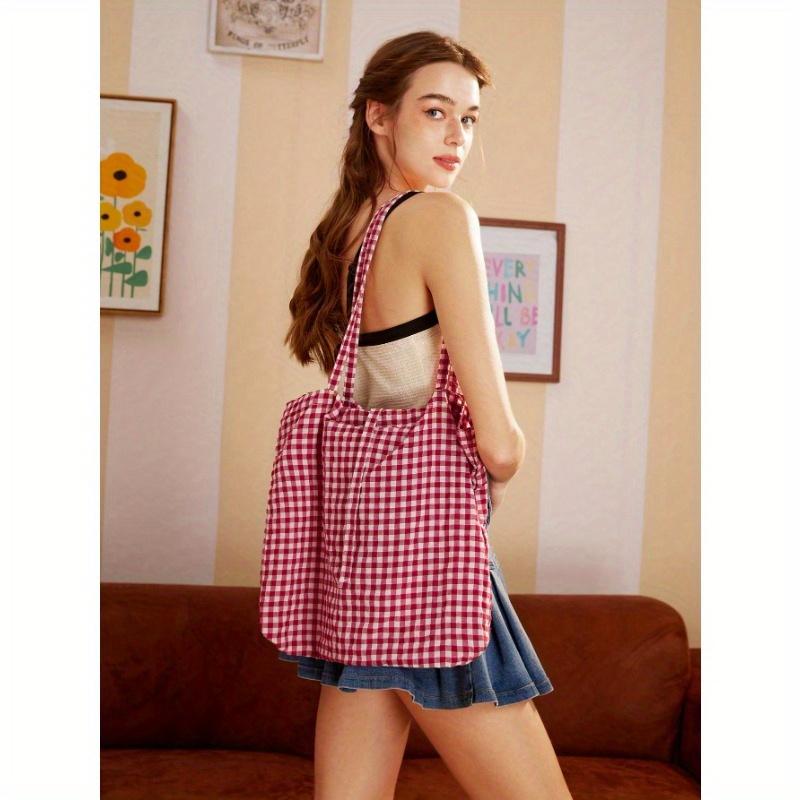 Cute Women's Plaid Tote Bag, Summer Bag, for Picnic