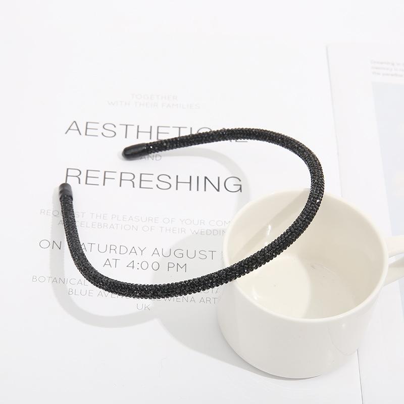 Full Diamonds Fashion Hairband With Rhinestone New Baroque Style Women Slim Thin Headband чёрный