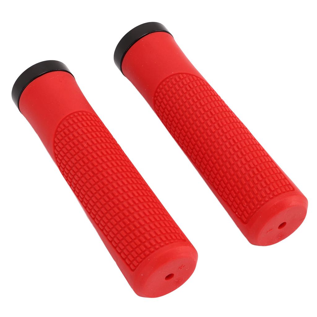 2 PCS Bike Rubber Handlebar Grips Anti Slip Handlebar Cover Shockproof Mountain Bike Handles Red