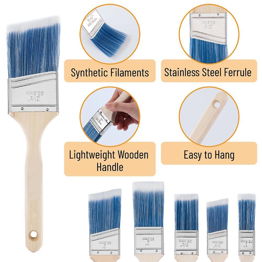 3 Pcs Long Handles Furniture Paint Brushes Ergonomically Designed Wall Paint Brushes  Window Frames