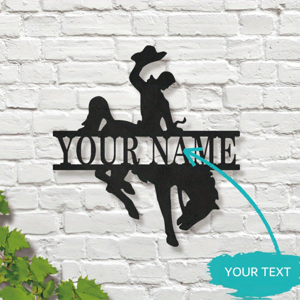 

Metal Cowboy Bronco Wall Art Modern Western Decor Personalized Initial Sign TYDZ002673-30cm