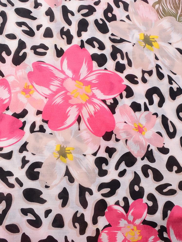 Cotton Linen Women Floral Leopard Print Beach Silk Scarf Shawl Femme Mujer Pareo Muffler Bufandas Stoles Hijab Bandanas Summer