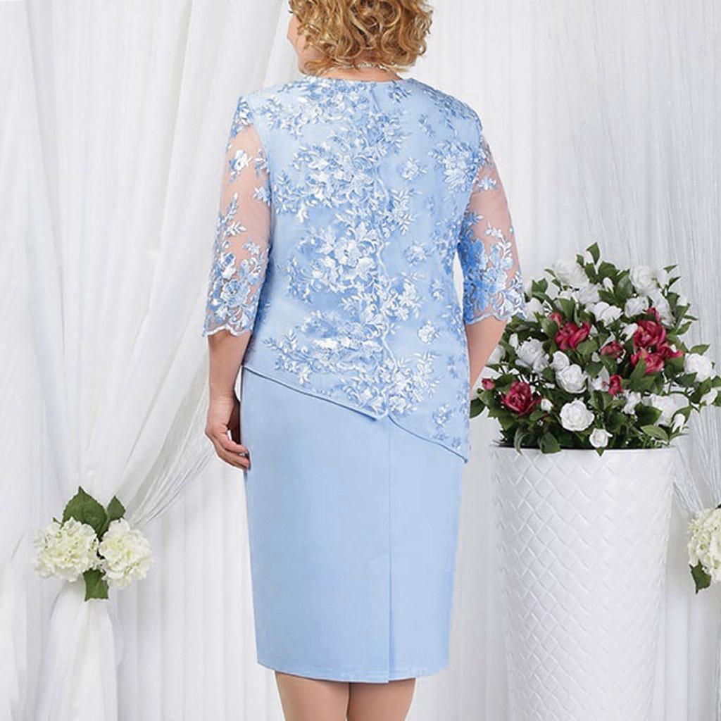 Vestido elegante para señora con falda de tubo y efecto de dos piezas con  gasa bordada de media manga y corte irregular comprar a buen precio —  entrega gratuita, reseñas reales con