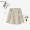 ZANZEA Women Casual Back Elastic Waist Loose Summer Short Pants