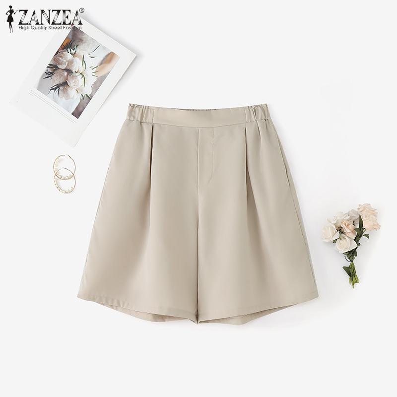 ZANZEA Women Casual Back Elastic Waist Loose Summer Short Pants