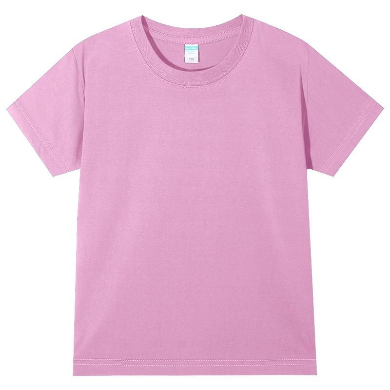 Cross-Border Pure Cotton Custom Short-Sleeve Men's and Kids' T-Shirts with Solid Color Styles for School Uniforms and Team Apparel